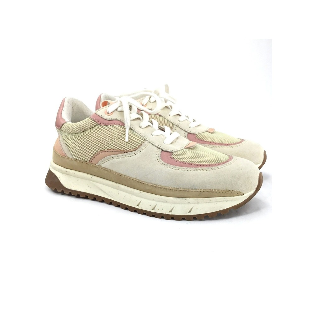 Madewell Kickoff Trainer Sneaker Women 9 Cream & Blush Pink Eco-Friendly Lace Up